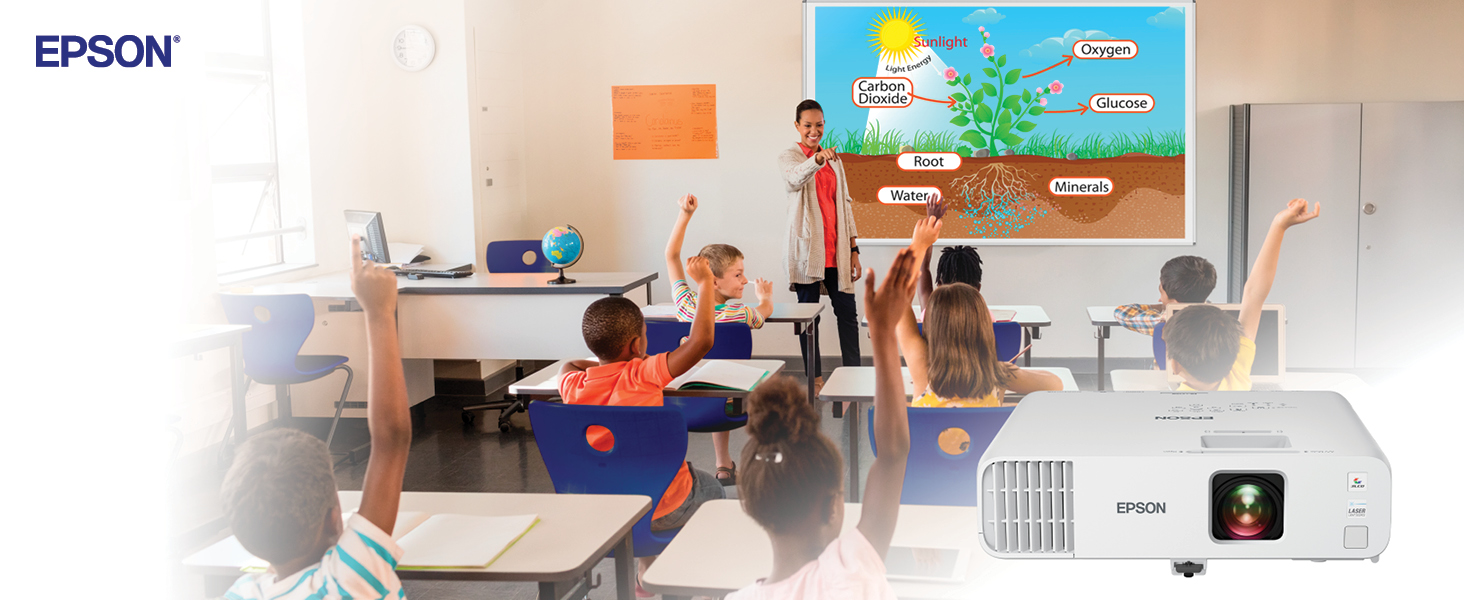 Epson PowerLite L210W WXGA 3LCD Projector, HDMI, Wireless, Long Lamp Life, White